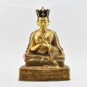 Hand Made Gold Gilded Copper Alloy and Hand Painted Face 10.75" The 1st Karmapa - Düsum Khyenpa Statue