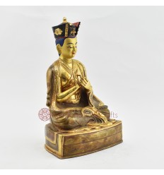 Hand Made Gold Gilded Copper Alloy and Hand Painted Face 10.75" The 1st Karmapa - Düsum Khyenpa Statue