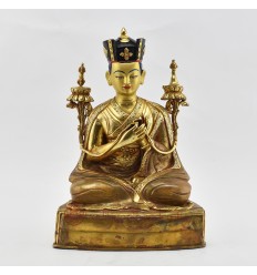 Hand Made Gold Gilded Copper Alloy and Hand Painted Face 10.75" The 3rd Karmapa - Rangjung Dorje Statue