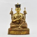 Hand Made Gold Gilded Copper Alloy and Hand Painted Face 10.75" The 3rd Karmapa - Rangjung Dorje Statue