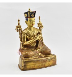 Hand Made Gold Gilded Copper Alloy and Hand Painted Face 10.75" The 3rd Karmapa - Rangjung Dorje Statue