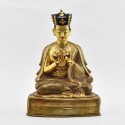 Hand Made Gold Gilded Copper Alloy and Hand Painted Face 10.75" The 5th Karmapa - Deshin Shekpa Statue