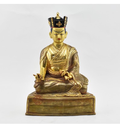 Hand Made Gold Gilded Copper Alloy and Hand Painted Face 11" The 6th Karmapa - Tulku Thongwa Dönden Statue