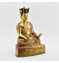 Hand Made Gold Gilded Copper Alloy and Hand Painted Face 10.75" The 8th Karmapa - Mikyö Dorje Statue