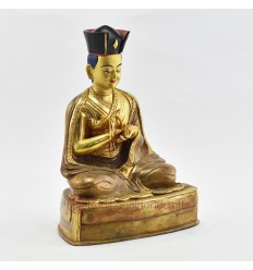 Hand Made Gold Gilded Copper Alloy and Hand Painted Face 10.5" The 10th Karmapa - Chöying Dorje Statue