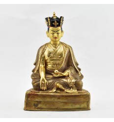 Hand Made Gold Gilded Copper Alloy and Hand Painted Face 11" The 11th Karmapa - Yeshe Dorje Statue