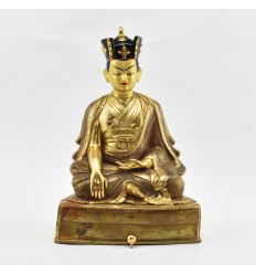 Hand Made Gold Gilded Copper Alloy and Hand Painted Face 11" The 11th Karmapa - Yeshe Dorje Statue