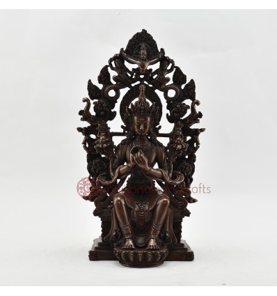 Fine Quality Tibetan Ritual  Copper Alloy in Oxidation Finish 13.25" Maitreya  Buddha Statue