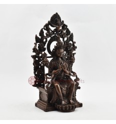 Fine Quality Tibetan Ritual  Copper Alloy in Oxidation Finish 13.25" Maitreya  Buddha Statue