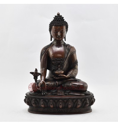 Hand Made Copper Alloy in Oxidation Finish 13" Medicine Buddha Statue