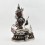 Hand Made Silver Plated Copper Alloy in Oxidation Finish 13.25" Saraswati Statue