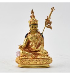 Fine Quality Copper Alloy Gold Plated  4.25" Guru Rinpoche / Padmasambhava Statue