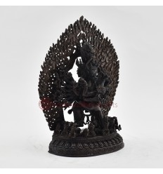 Hand Made  Copper Alloy in Oxidation Finish 8.5" Meghsambara / Vajrabhairaba Statue