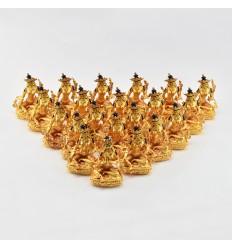 Machine Made Copper Alloy with Gold Plated and Hand Painted Face 4" 21 Tara Statues Set