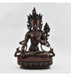 Hand Made Copper Alloy in Oxidation Finish 13.25" White Tara / Dholkar Statue