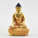 Fine Quality Copper Alloy with Gold Plated and Hand Painted Face 4.25" Shakyamuni Buddha / Tomba Statue