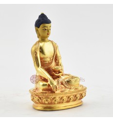 Fine Quality Copper Alloy with Gold Plated and Hand Painted Face 4.25" Shakyamuni Buddha / Tomba Statue