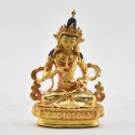 Hand Made Copper Alloy with Gold Plated and Hand Painted Face 4.25" Vajrasattva / Dorje Sempa Statue