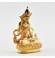 Hand Made Copper Alloy with Gold Plated and Hand Painted Face 4.25" Vajrasattva / Dorje Sempa Statue