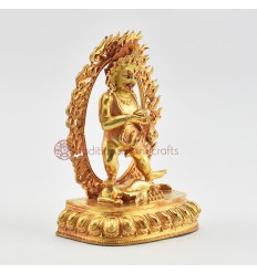 Fine Quality Copper Alloy with Gold Plated and Hand Painted Face 4" Black Dzambhala Statue