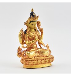 Fine Quality Copper Alloy with Gold Plated and Hand Painted Face 4.25" Chenrezig / Four Armed Avalokiteshvara Statue