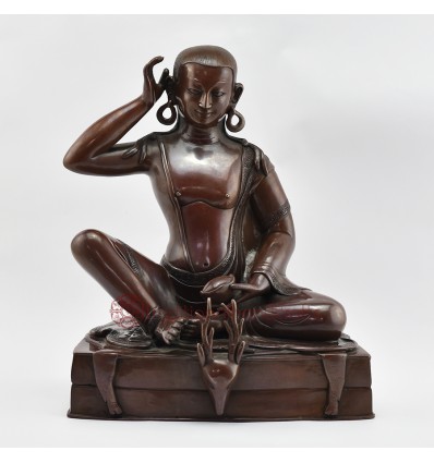 Hand Made Copper Alloy in Oxidation Finish 11.5" Guru Milarepa Statue