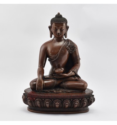 Hand Made  Copper Alloy in Oxidation Finish 10.75" Shakyamuni Buddha / Tomba Statue