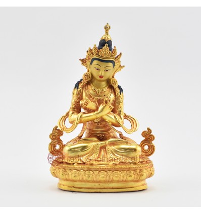 Fine Quality Copper Alloy with Gold Plated and Hand Painted Face 4.25" Vajradhara / Dorje Chang Statue