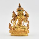 Fine Quality Copper Alloy with Gold Plated Hand Painted Face 4.25" White Tara / Dholkar Statue