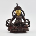 Fine Quality Copper Alloy in Oxidation Finish and Hand Painted Face 4.75" Yellow Dzambhala Kubera Statue