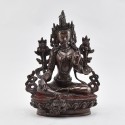 Hand Mede Oxidized Copper Alloy 8.5" Green Tara / Dolma  Statue 