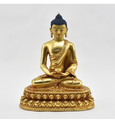 Hand Made Copper Alloy with 24 Karat Gold Gilded 8.5" Amitabha Buddha Statue