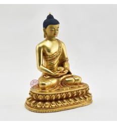 Hand Made Copper Alloy with 24 Karat Gold Gilded 8.5" Amitabha Buddha Statue