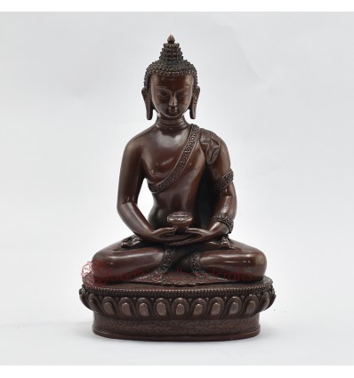 Hand Made  Copper Alloy in Oxidation Finish 8.75" Amitabha Buddha / Opame Statue