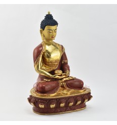 Hand Made Copper Alloy with Partly Gold Gilded 13.25" Amitabha Buddha Opame Statue