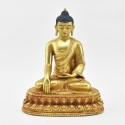 Hand Made Copper Alloy with Gold Gilded with Hand Painted Face 8.75" Shakyamuni Buddha Statue 