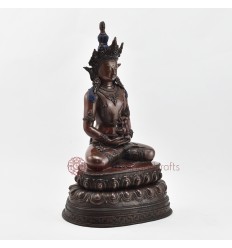 Hand Made Copper Alloy in Oxidation Finish 13.75" Aparmita / Amitayus / Tsepame Statue