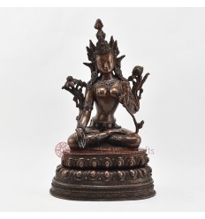 Hand Made Copper Alloy in Oxidation Finish 14" White Tara / Dholkar Statue