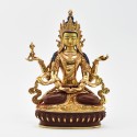 Hand Made Copper Alloy with Partly Gold Gilded and Face Painted 9" Prajnaparamita Statue