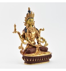 Hand Made Copper Alloy with Partly Gold Gilded and Face Painted 9" Prajnaparamita Statue