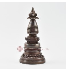 Hand Made Oxidized Copper Alloy 7.75" Kadam Style Stupa