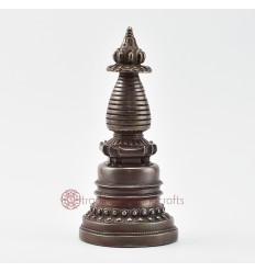 Hand Made Oxidized Copper Alloy 7.75" Kadam Style Stupa