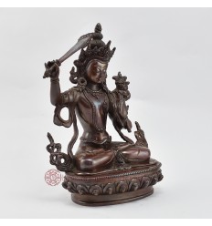 Hand Made Oxidized Copper Alloy 9" Manjushri / Jampelyang  Statue