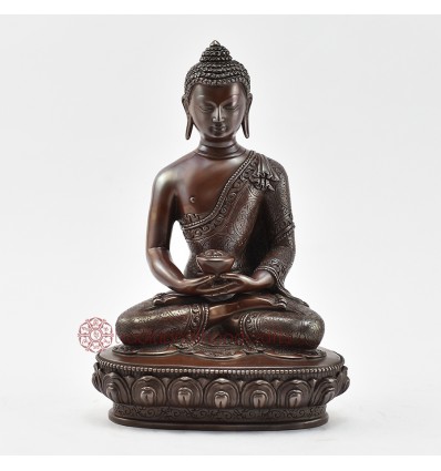 Hand Made Copper Alloy in Oxidation Finish 7.5" Amitabha Buddha Statue