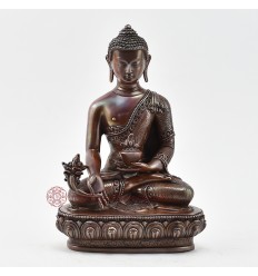 Hand Made Copper Alloy in Oxidation Finish 7.25" Medicine Buddha Statue