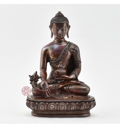 Hand Made Copper Alloy in Oxidation Finish 7.25" Medicine Buddha Statue