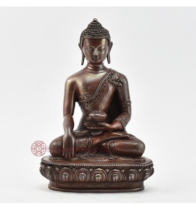 Hand Made Copper Alloy in Oxidation Finish 7.5" Shakyamuni Buddha Statue