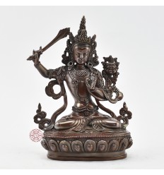 Hand Made Copper Alloy in Oxidation Finish 6.25" Manjushri / Jampelyang Statue