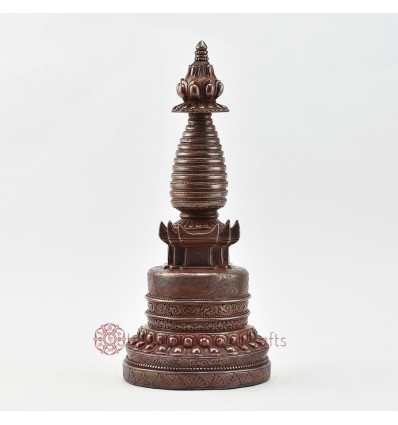 Hand Made Copper Alloy in Oxidation Finish 11.5" Kadam Style Stupa / Chorten / Chaitya