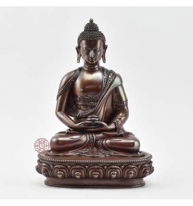 Hand Made Oxidized Copper Alloy 8.75" Amitabha Buddha Statue